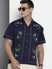 Men's Blue Relaxed Fit Solid Resort Wear Shirt