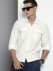 Men's White Regular Fit Solid Textured Shirt