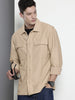 Men's Cream Regular Fit Solid Textured Shirt