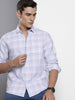 Men's Blue Slim Fit Checked Casual Shirt