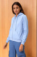 Women's Blue Relaxed Fit Solid Front Open Sweatshirt