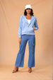Women's Blue Relaxed Fit Solid Front Open Sweatshirt