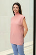 Women's Pink Loose Fit Solid Sweater
