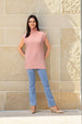 Women's Pink Loose Fit Solid Sweater