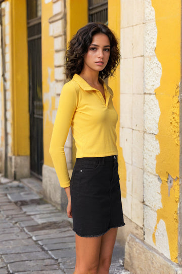 Women's Yellow Regular Fit Solid Casual Top