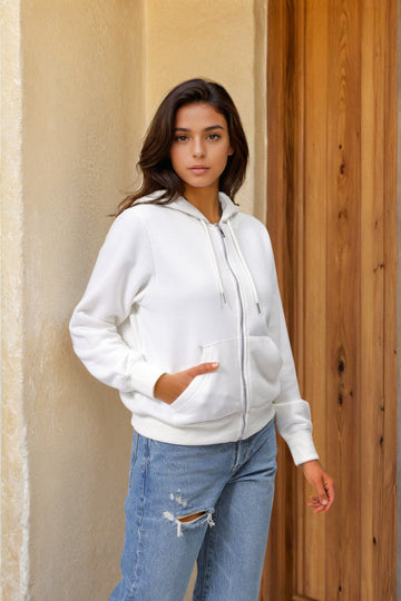 Women's Relaxed Fit Solid Front Open Sweatshirt