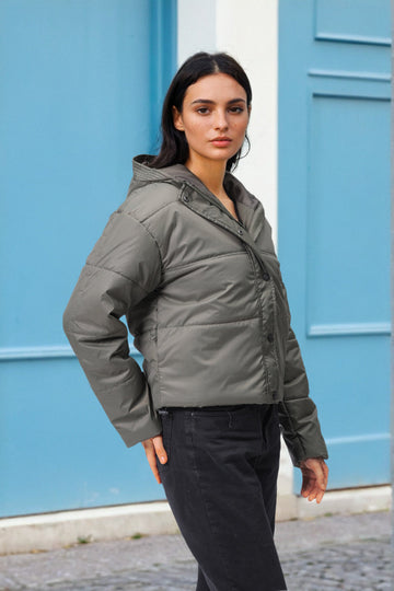 Women's Regular Fit Solid Hooded Puffer Jacket