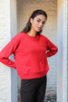 Women's Red Relaxed Fit Typographic Crewneck Sweatshirt