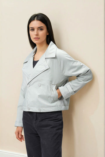 Women's Green Straight Fit Solid Trench Coat