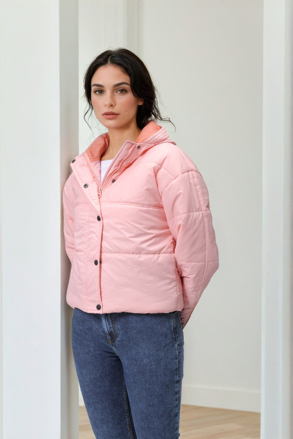 Women's Regular Fit Solid Hooded Puffer Jacket