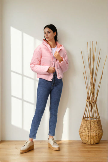 Women's Regular Fit Solid Hooded Puffer Jacket