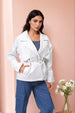Women's White Regular Fit Solid Trench Coat