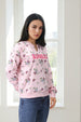 Women's Pink Oversized Ditsy Printed Sweatshirt