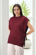 Women's Red Loose Fit Solid Sweater