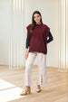 Women's Red Loose Fit Solid Sweater