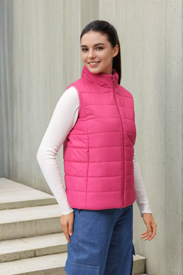 Women's Pink Regular Solid Quilted Jacket