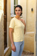 Women's Yellow Regular Fit Solid T-Shirt