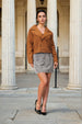 Women's Brown Straight Solid Trench Coat
