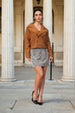 Women's Brown Straight Solid Trench Coat