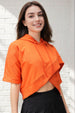 Women's Orange Boxy Fit Solid Wrap Sweatshirt