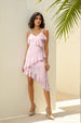 Women's Pink Fit and Flare Solid Asymmetric Dress