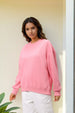 Women's Pink Boxy Solid Oversized Sweatshirt