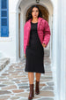 Women's Pink Relaxed Solid Quilted Jacket