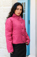 Women's Pink Relaxed Solid Quilted Jacket