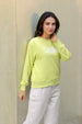 Women's Yellow Relaxed Fit Typographic Crewneck Sweatshirt