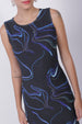 Freehand Blue Fitted Abstract Midi Mesh Dress