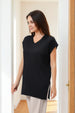 Women's Black Boxy Fit Solid Sweater