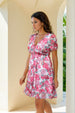 Women's Floral Mid Thigh V neck Ruffle Dress