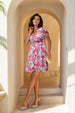 Women's Floral Mid Thigh V neck Ruffle Dress