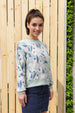 Women's Green Relaxed Fit Floral Crewneck Sweatshirt