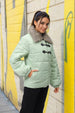Women's Green Relaxed Fit Solid Puffer Jacket