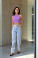 Women's Purple Regular Fit Solid Casual Top