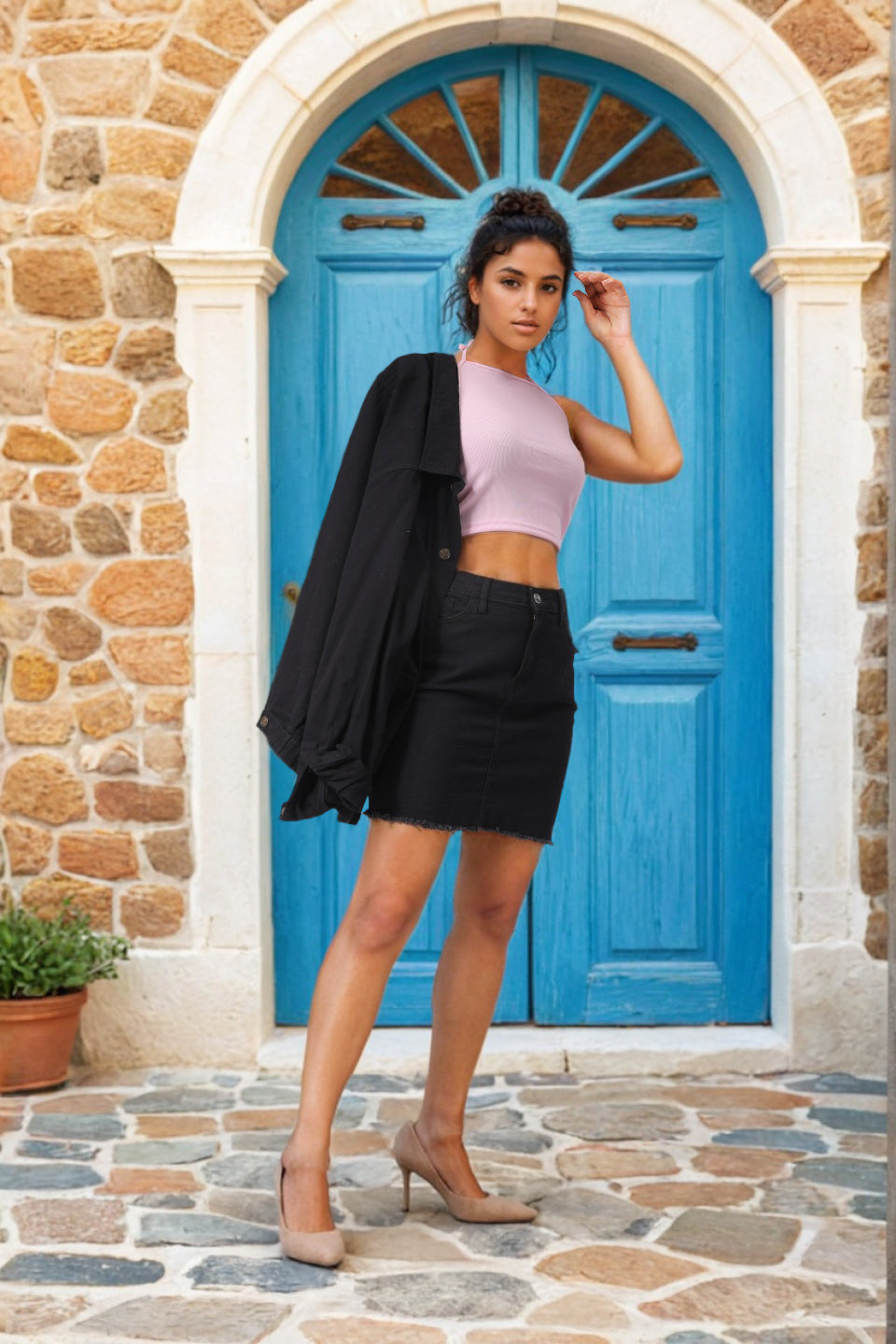 Women's Pink Regular Fit Solid Casual Top