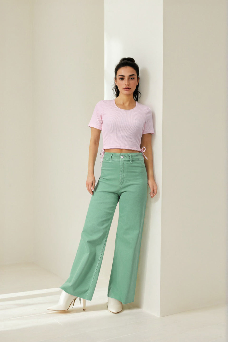 Women's Pink Regular Fit Solid Casual Top