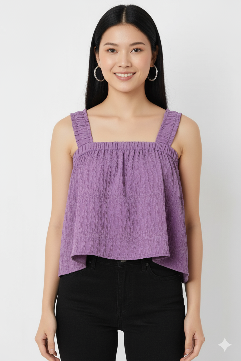 Women's Purple Fit Textured Cami Top