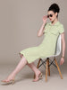 Women Regular Fit Green Half Sleeves Dress