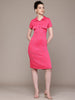 Women Regular Fit Pink Half Sleeves Dress