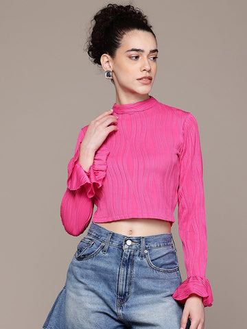 Women's Pink Regular Fit Casual Top