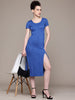 Women Regular Fit Blue Half Sleeves Dress