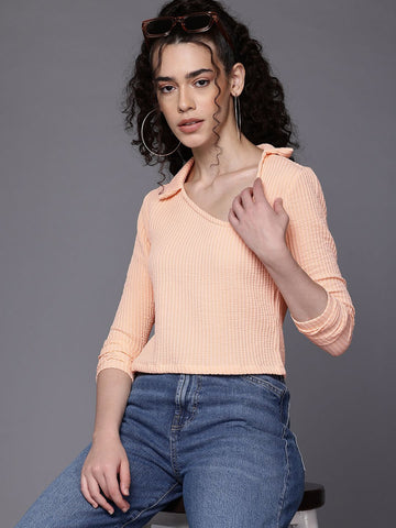 Women's Fitted Textured Asymmetric Top