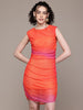 Women Orange Fit Multicolor Sleeveless Dress