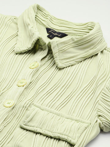 Women Regular Fit Green Half Sleeves Dress