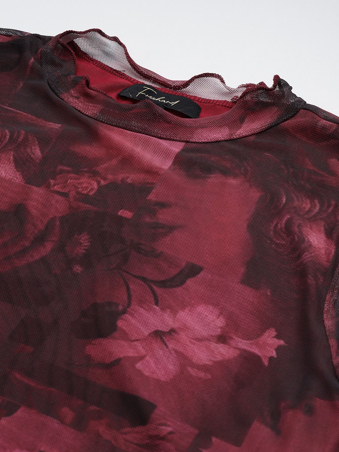 Women Regular Fit Maroon Full Sleeves Dress