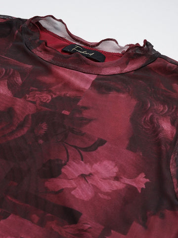 Women Regular Fit Maroon Full Sleeves Dress