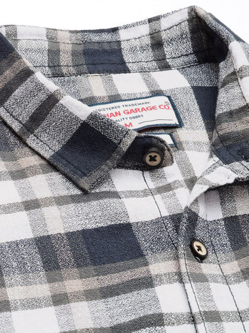 Men's Black Slim Fit Checked Casual Shirt