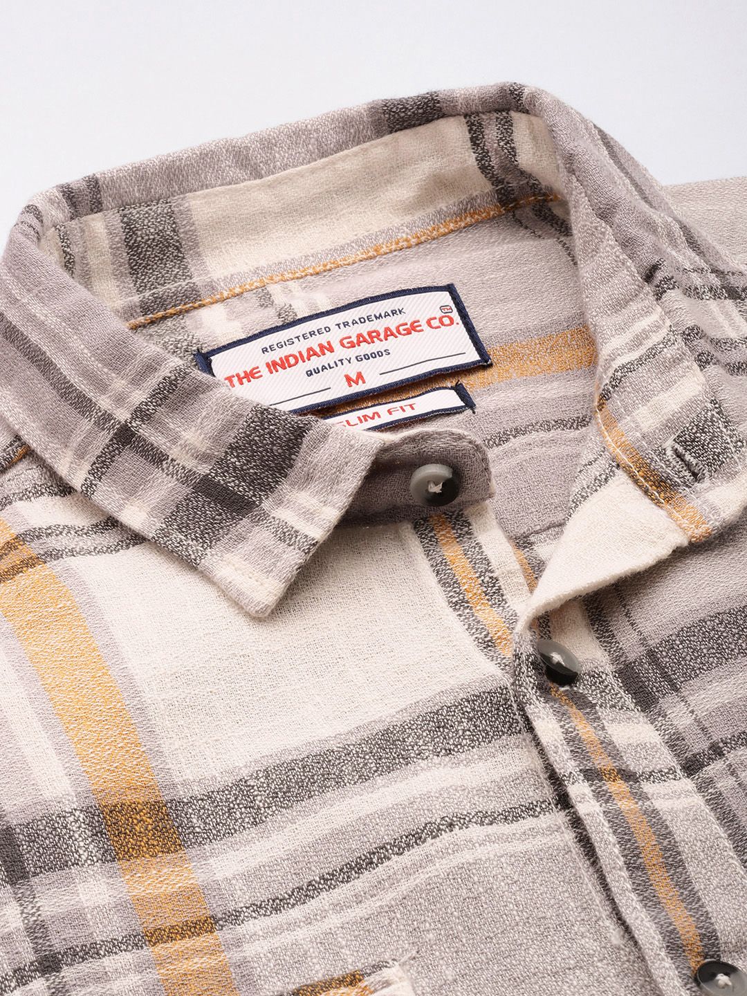 Men's Grey Regular Fit Checked Casual Shirt